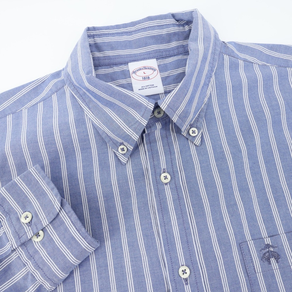 Brooks Brothers 1818 Mens Long Sleeve Button Down Striped Dress Shirt